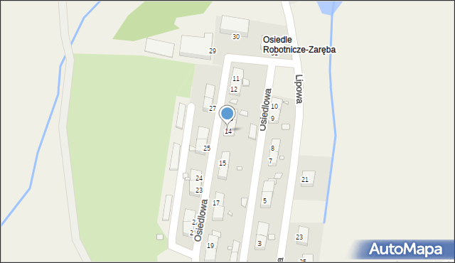 Zaręba, Osiedlowa, 14, mapa Zaręba