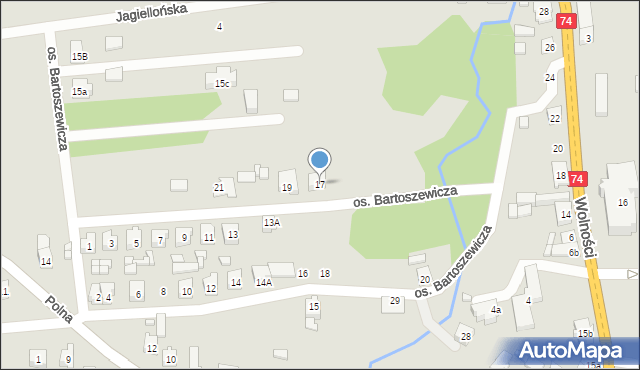 Żarnów, Osiedle Bartoszewicza Juliana, 17, mapa Żarnów