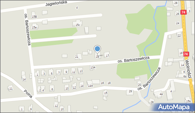 Żarnów, Osiedle Bartoszewicza Juliana, 19, mapa Żarnów