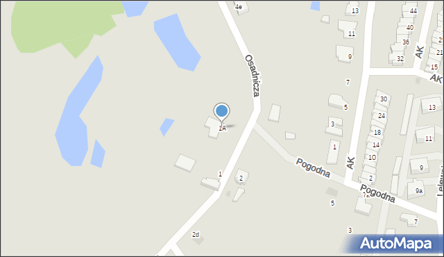 Żary, Osadnicza, 1A, mapa Żary