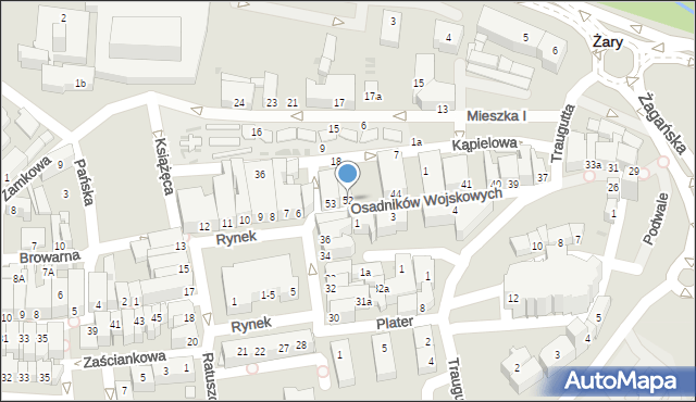 Żary, Osadników Wojskowych, 52, mapa Żary