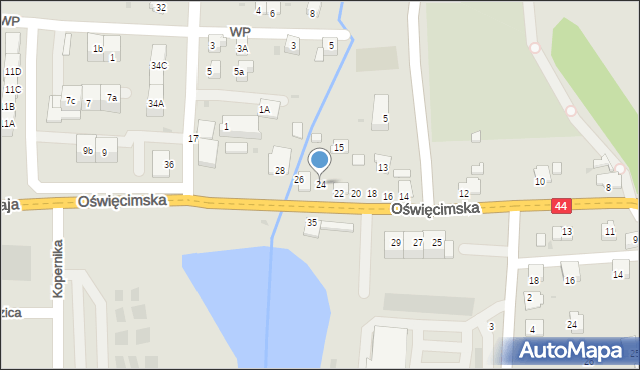 Zator, Oświęcimska, 24, mapa Zator