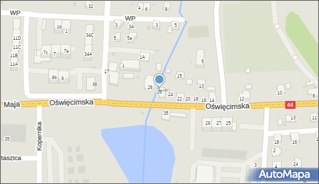 Zator, Oświęcimska, 26, mapa Zator