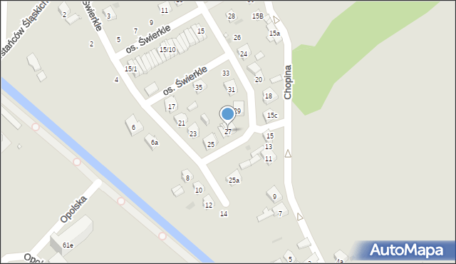 Zawadzkie, Osiedle Świerkle, 27, mapa Zawadzkie
