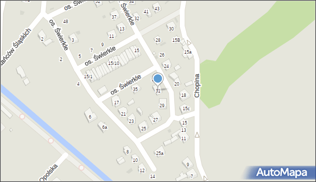 Zawadzkie, Osiedle Świerkle, 31, mapa Zawadzkie