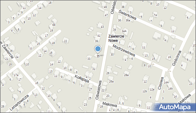 Zawiercie, Oświatowa, 35, mapa Zawiercie