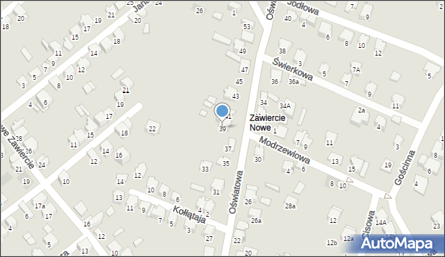 Zawiercie, Oświatowa, 39, mapa Zawiercie