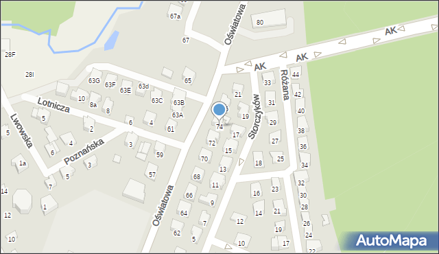 Zawiercie, Oświatowa, 74, mapa Zawiercie