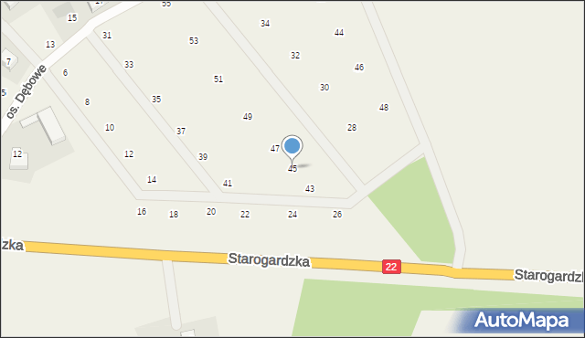 Zblewo, Osiedle Dębowe, 45, mapa Zblewo