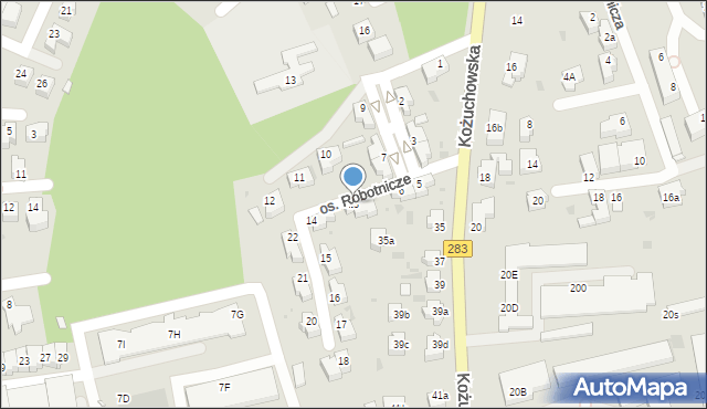 Zielona Góra, Osiedle Robotnicze, 13, mapa Zielona Góra