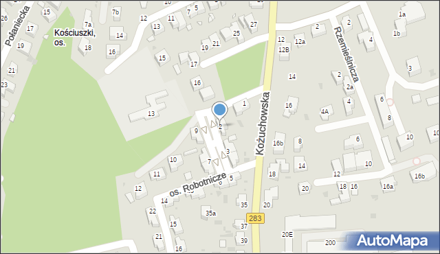 Zielona Góra, Osiedle Robotnicze, 2, mapa Zielona Góra