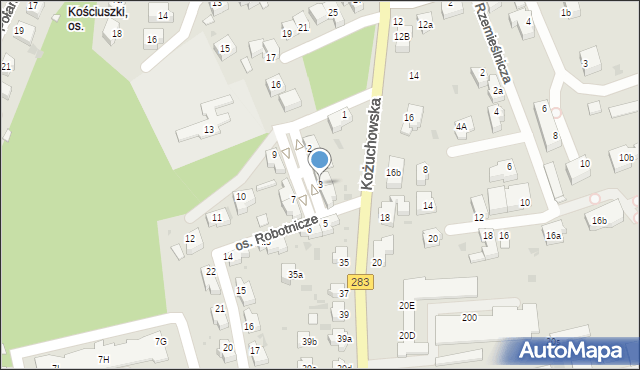 Zielona Góra, Osiedle Robotnicze, 3, mapa Zielona Góra