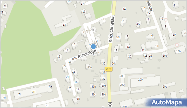 Zielona Góra, Osiedle Robotnicze, 6, mapa Zielona Góra