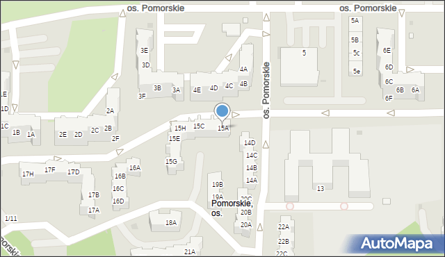 Zielona Góra, Osiedle Pomorskie, 15A, mapa Zielona Góra
