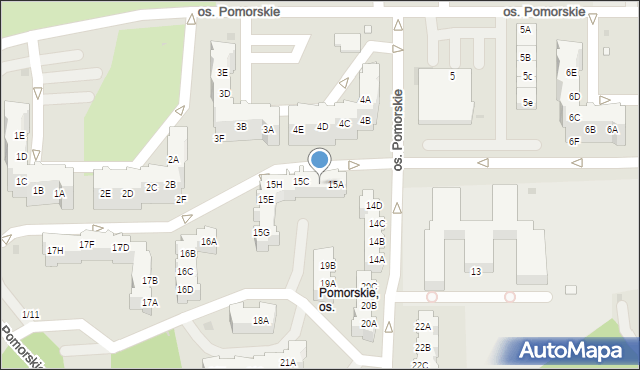 Zielona Góra, Osiedle Pomorskie, 15B, mapa Zielona Góra