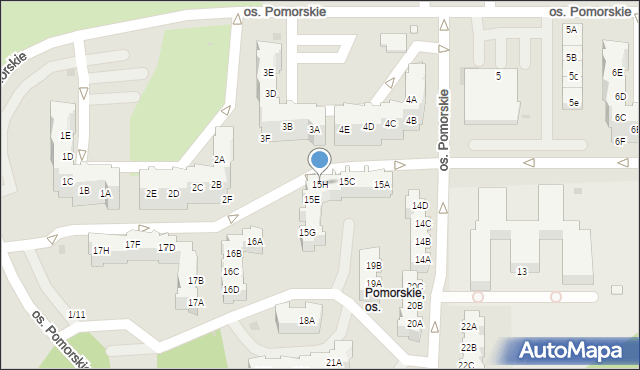 Zielona Góra, Osiedle Pomorskie, 15H, mapa Zielona Góra
