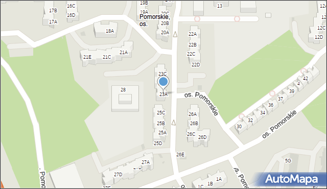Zielona Góra, Osiedle Pomorskie, 23A, mapa Zielona Góra