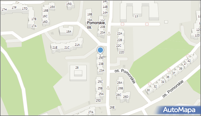 Zielona Góra, Osiedle Pomorskie, 23C, mapa Zielona Góra