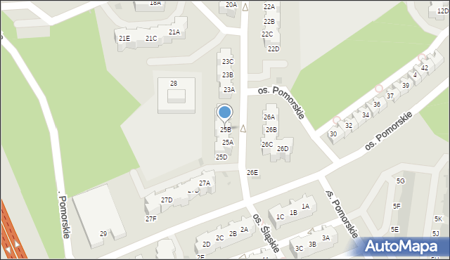 Zielona Góra, Osiedle Pomorskie, 25B, mapa Zielona Góra