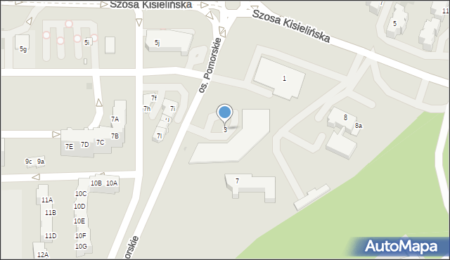 Zielona Góra, Osiedle Kaszubskie, 3, mapa Zielona Góra