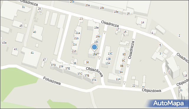 Zielona Góra, Osadnicza, 19a, mapa Zielona Góra