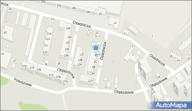 Zielona Góra, Osadnicza, 9D, mapa Zielona Góra