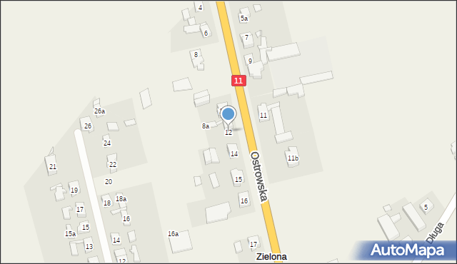 Zielona Łąka, Ostrowska, 12, mapa Zielona Łąka