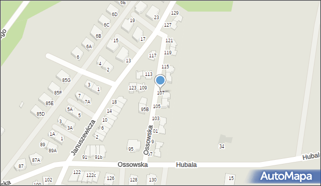 Zielonka, Ossowska, 107, mapa Zielonka