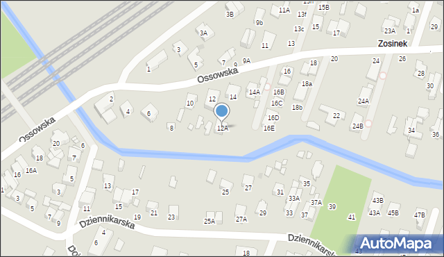 Zielonka, Ossowska, 12A, mapa Zielonka