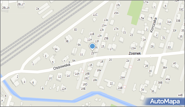 Zielonka, Ossowska, 13, mapa Zielonka