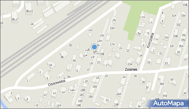 Zielonka, Ossowska, 13g, mapa Zielonka