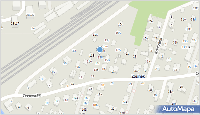 Zielonka, Ossowska, 13h, mapa Zielonka