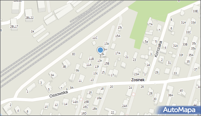 Zielonka, Ossowska, 13j, mapa Zielonka