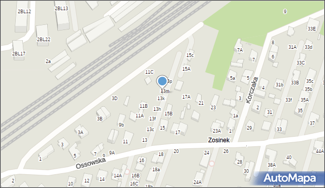 Zielonka, Ossowska, 13l, mapa Zielonka