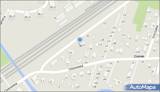 Zielonka, Ossowska, 3B, mapa Zielonka