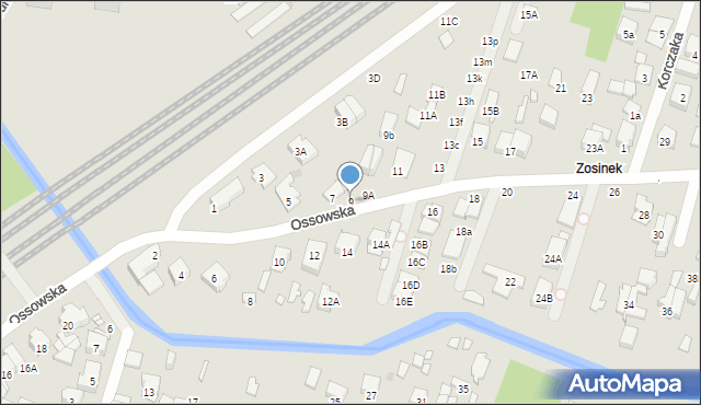 Zielonka, Ossowska, 9, mapa Zielonka