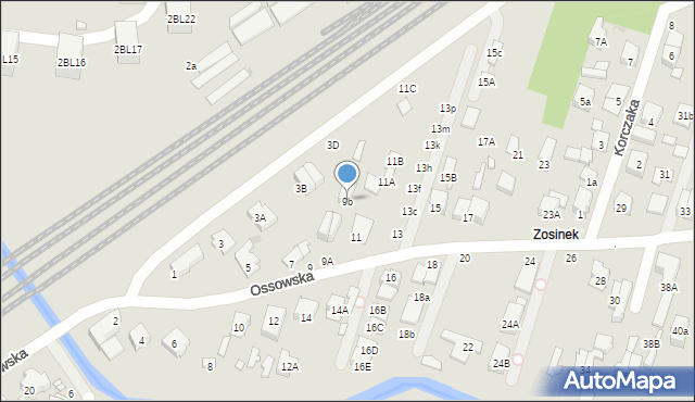 Zielonka, Ossowska, 9b, mapa Zielonka