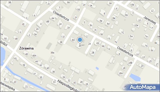 Żórawina, Osiedleńcza, 2C, mapa Żórawina