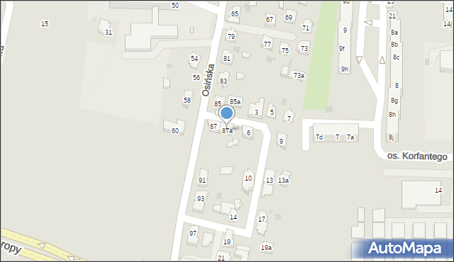 Żory, Osińska, 87a, mapa Żor