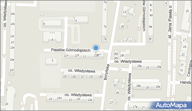 Żory, Osiedle Księcia Władysława, 11B, mapa Żor