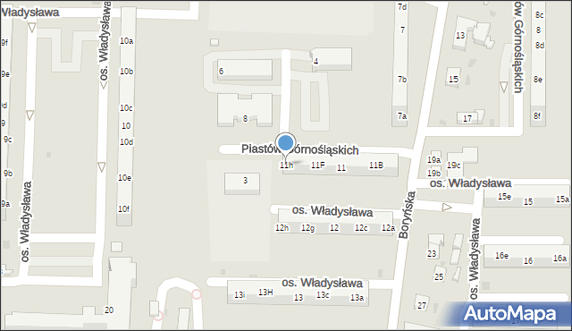 Żory, Osiedle Księcia Władysława, 11h, mapa Żor