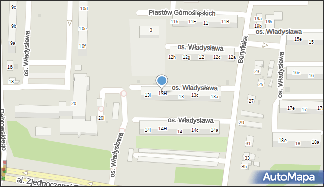 Żory, Osiedle Księcia Władysława, 13H, mapa Żor