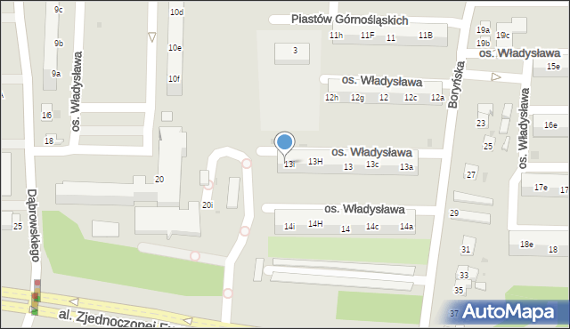 Żory, Osiedle Księcia Władysława, 13j, mapa Żor