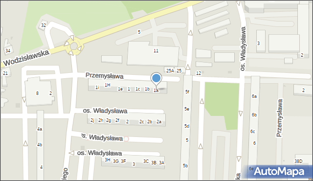 Żory, Osiedle Księcia Władysława, 1a, mapa Żor