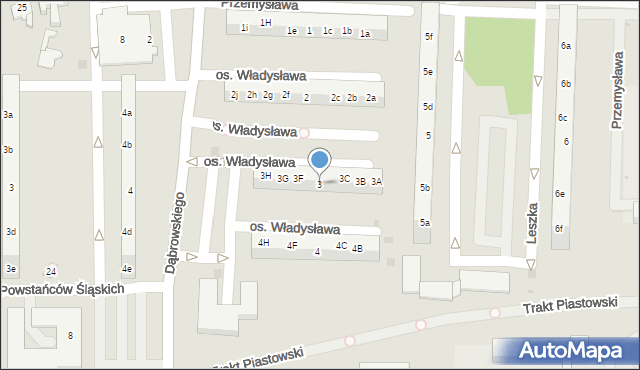Żory, Osiedle Księcia Władysława, 3, mapa Żor