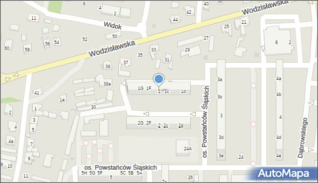 Żory, Osiedle Powstańców Śląskich, 1, mapa Żor