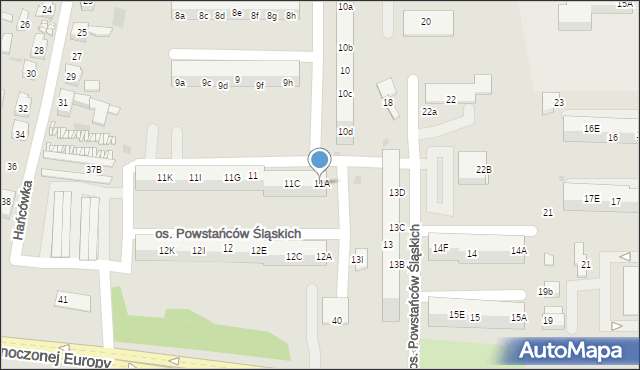 Żory, Osiedle Powstańców Śląskich, 11A, mapa Żor