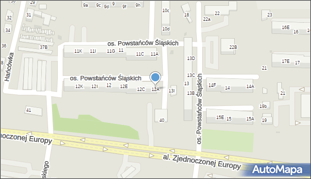 Żory, Osiedle Powstańców Śląskich, 12A, mapa Żor