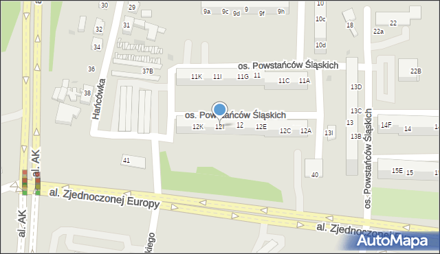 Żory, Osiedle Powstańców Śląskich, 12I, mapa Żor