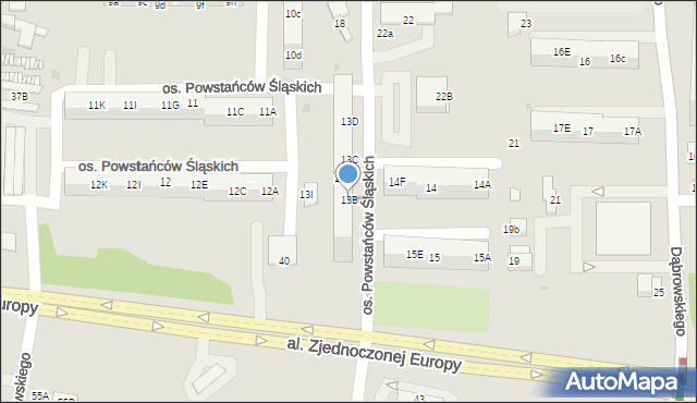 Żory, Osiedle Powstańców Śląskich, 13B, mapa Żor